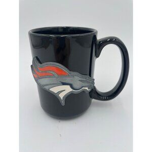 Denver Broncos Black Ceramic Mug 16 Oz With Embossed Logo